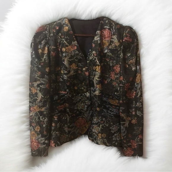 Miss Elliette vintage black floral blazer - Picture 4 of 12